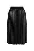 PLEATED FAUX LEATHER MIDI SKIRT
