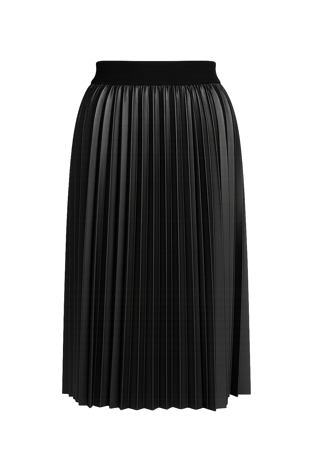 PLEATED FAUX LEATHER MIDI SKIRT