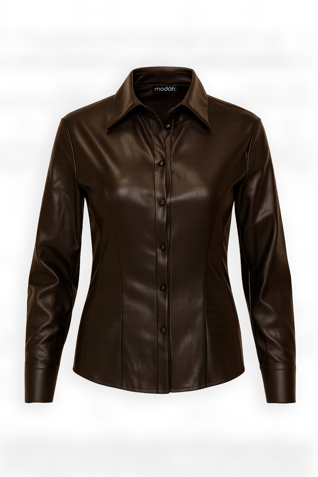 CAMICIA FIT IN ECO-PELLE Cioccolato