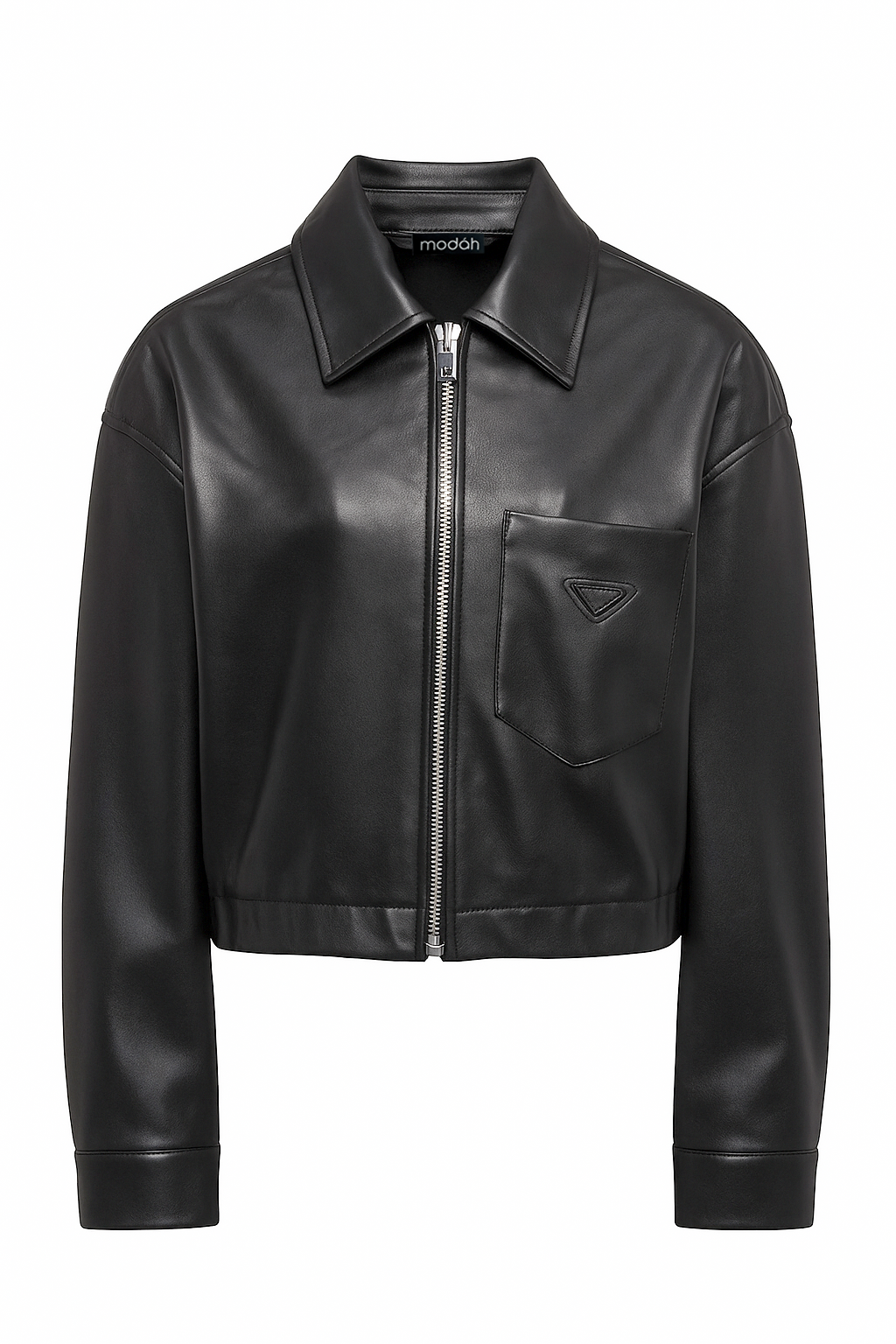 GIACCA CORTA IN ECO-PELLE CON ZIP Nero
