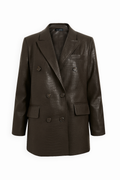 BLAZER DOPPIOPETTO IN ECO-PELLE STAMPA ANIMALIER Cioccolato