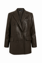 BLAZER DOPPIOPETTO IN ECO-PELLE STAMPA ANIMALIER Cioccolato
