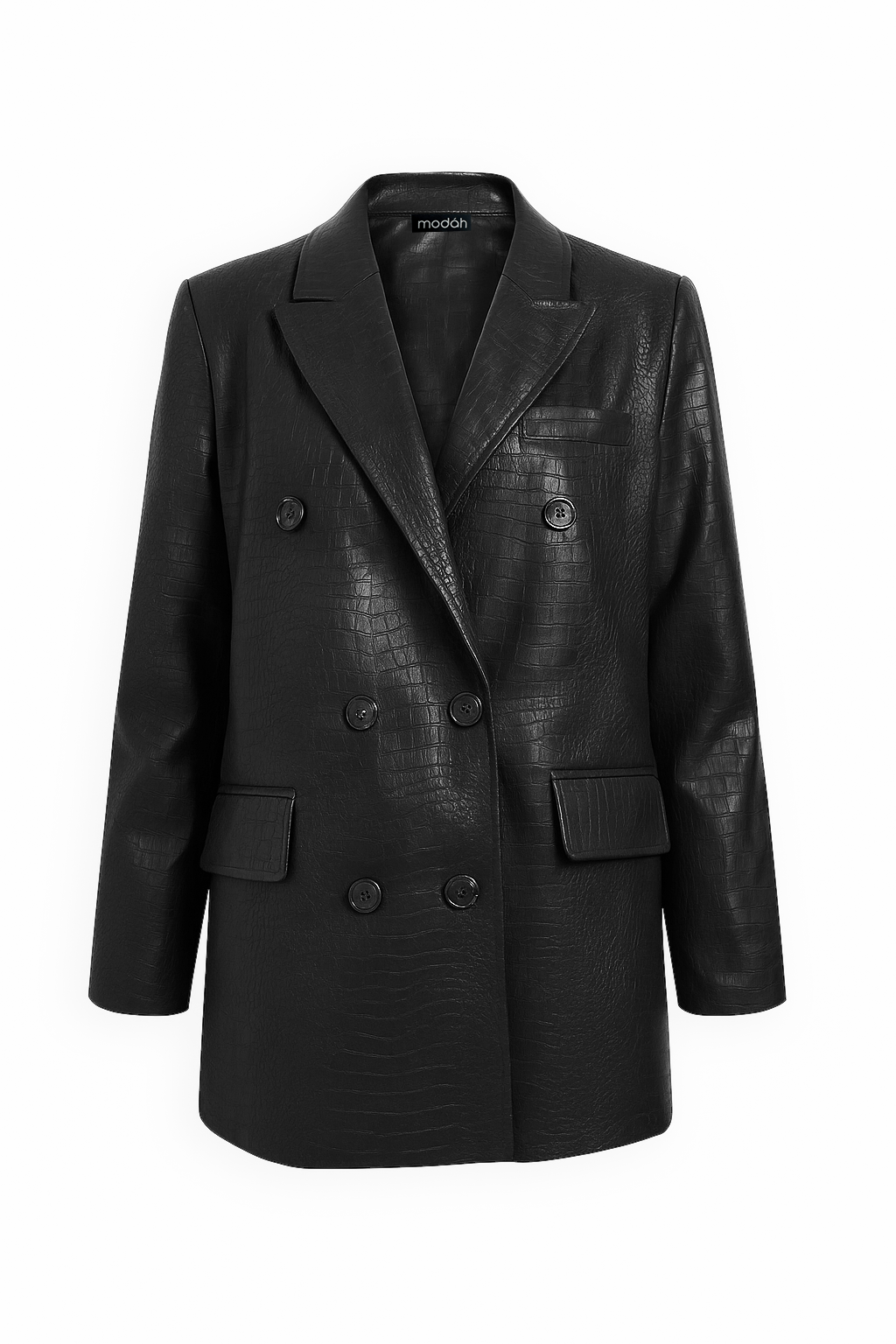 DOUBLE-BREASTED BLAZER IN ANIMAL PRINT ECO-LEATHER 