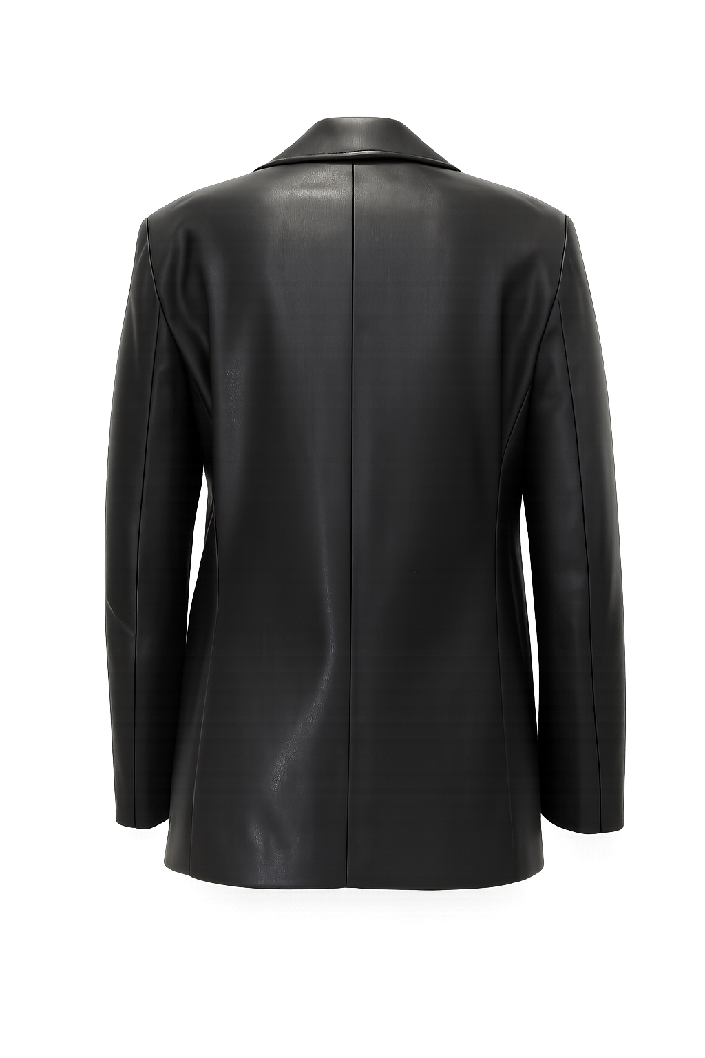 DOUBLE-BREASTED TAILORED ECO-LEATHER BLAZER 