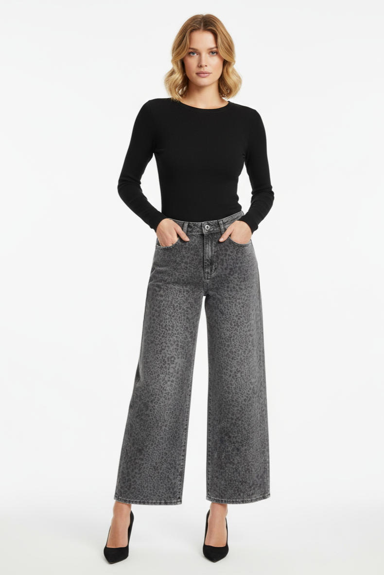 WIDE LEOPARD JEANS