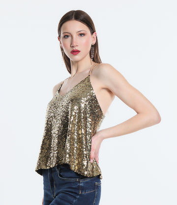 TOP PAILLETTES SM ORO