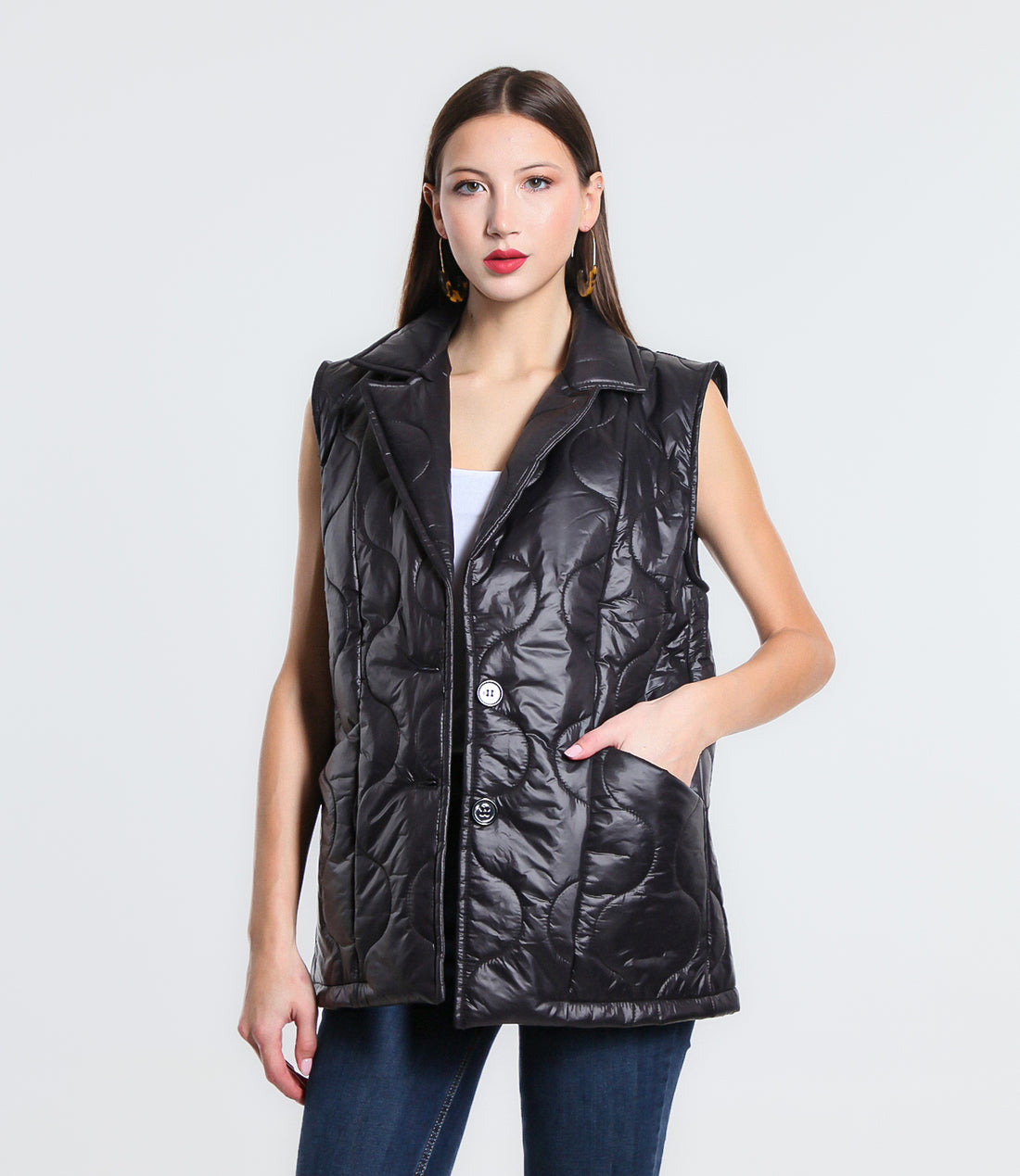 GILET IN ECOPIUMA SM NERO