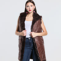 GILET REVERSIBILE IN ECO FUR SM MARRONE