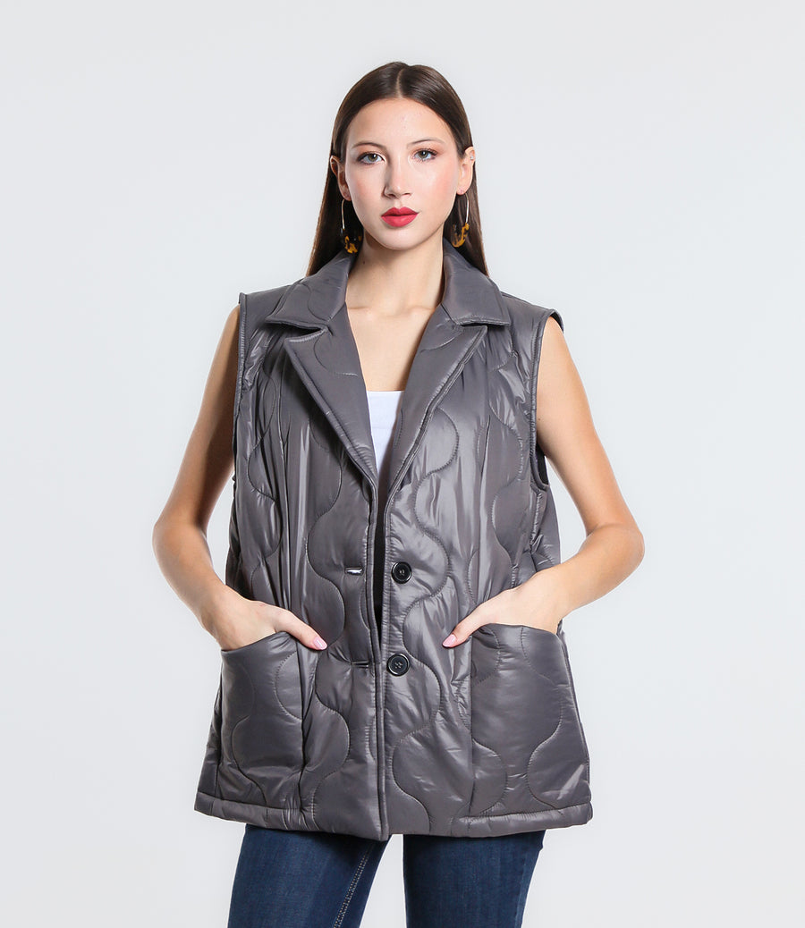 GILET IN ECOPIUMA SM GRIGIO PIOMBO