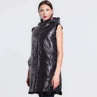 GILET REVERSIBILE IN ECO FUR CON CAPPUCCIO