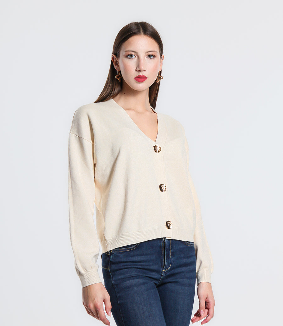 CARDIGAN BOTTONE METALLO