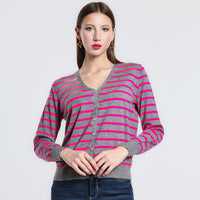 CARDIGAN RIGA SM GRIGIO/FUCSIA