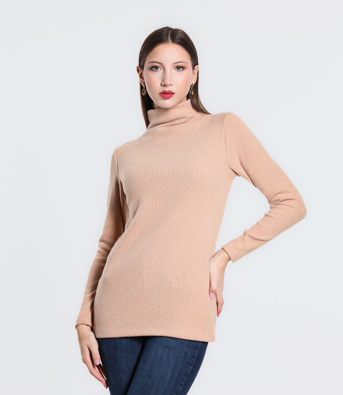 MAGLIA A COLLO ALTO IN VISCOSA SM CAMEL