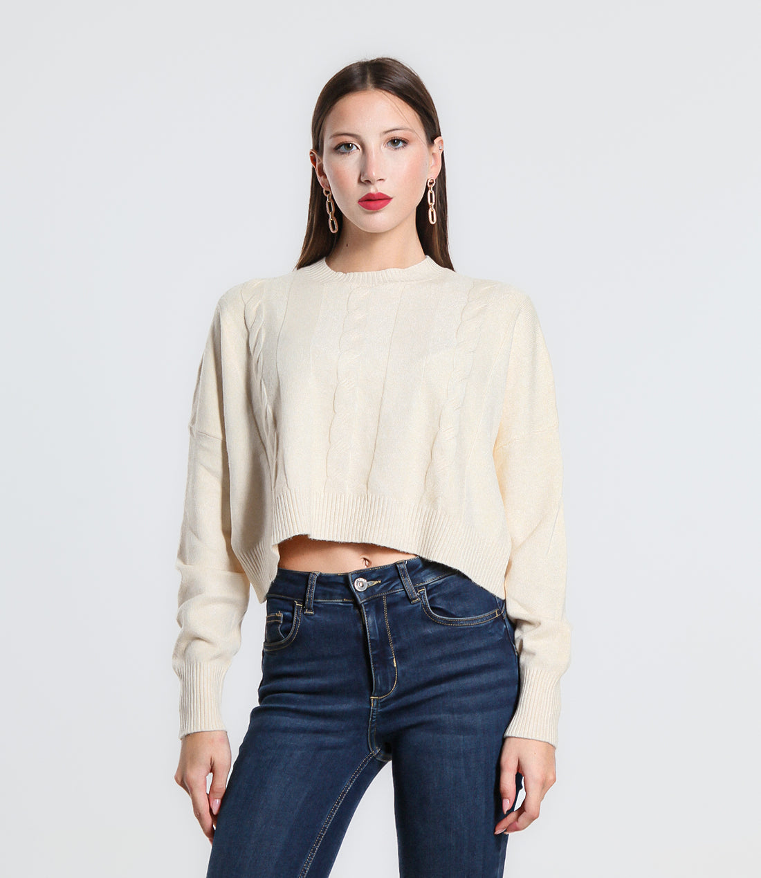 MAGLIONCINO CROPPED SM PANNA