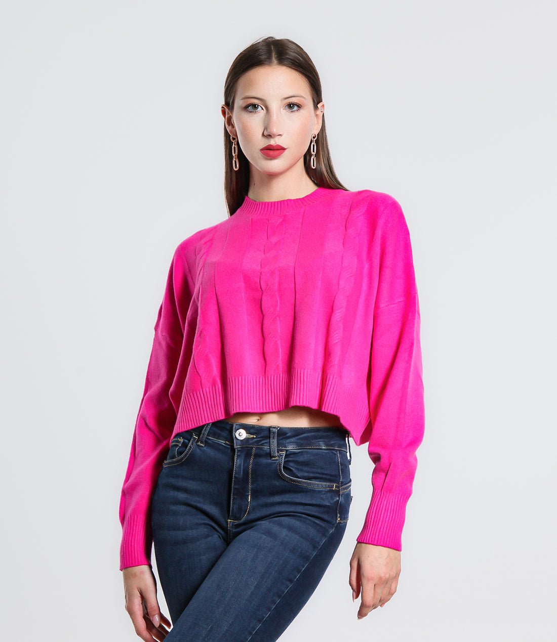 MAGLIONCINO CROPPED SM FUCSIA