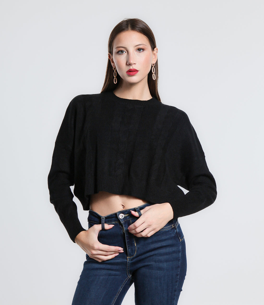 MAGLIONCINO CROPPED SM NERO