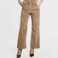 PANTALONE PALAZZO IN VELLUTO S CAMEL