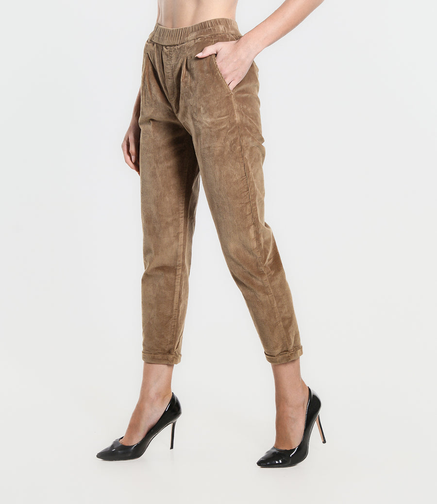 PANTALONE IN VELLUTO L CAMEL