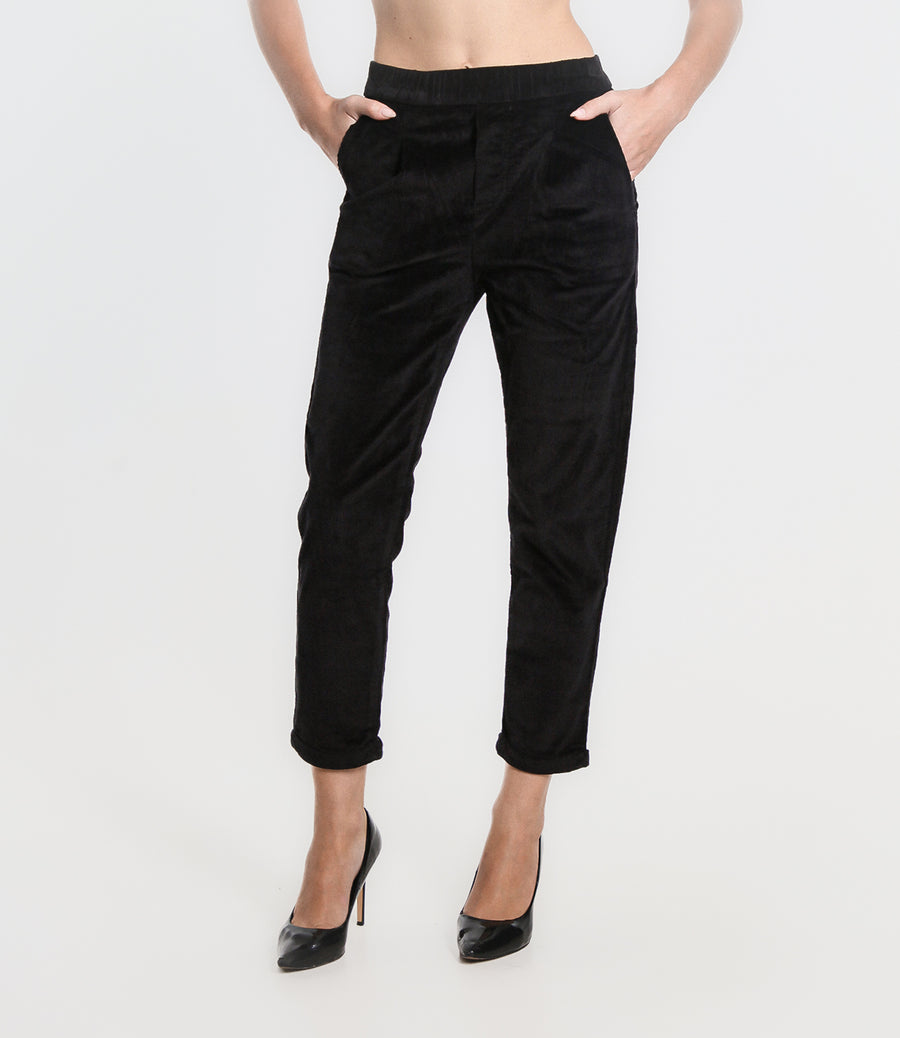 PANTALONE IN VELLUTO M NERO