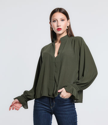 BLUSA GEORGETTE SM VERDE MILITARE