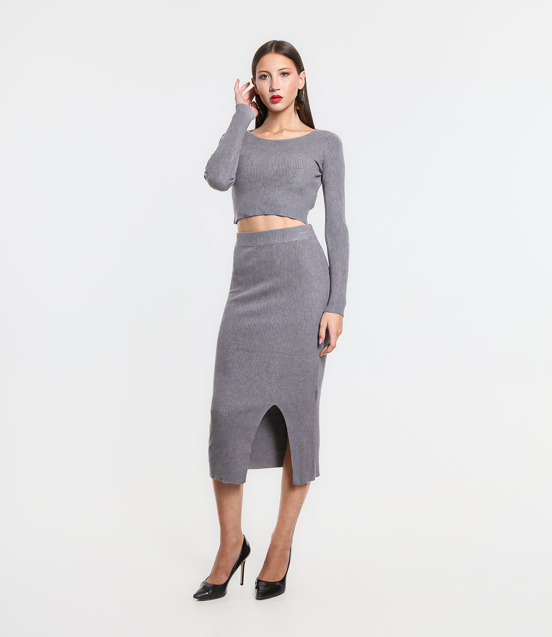 MAGLIA CROPPED SM GRIGIO