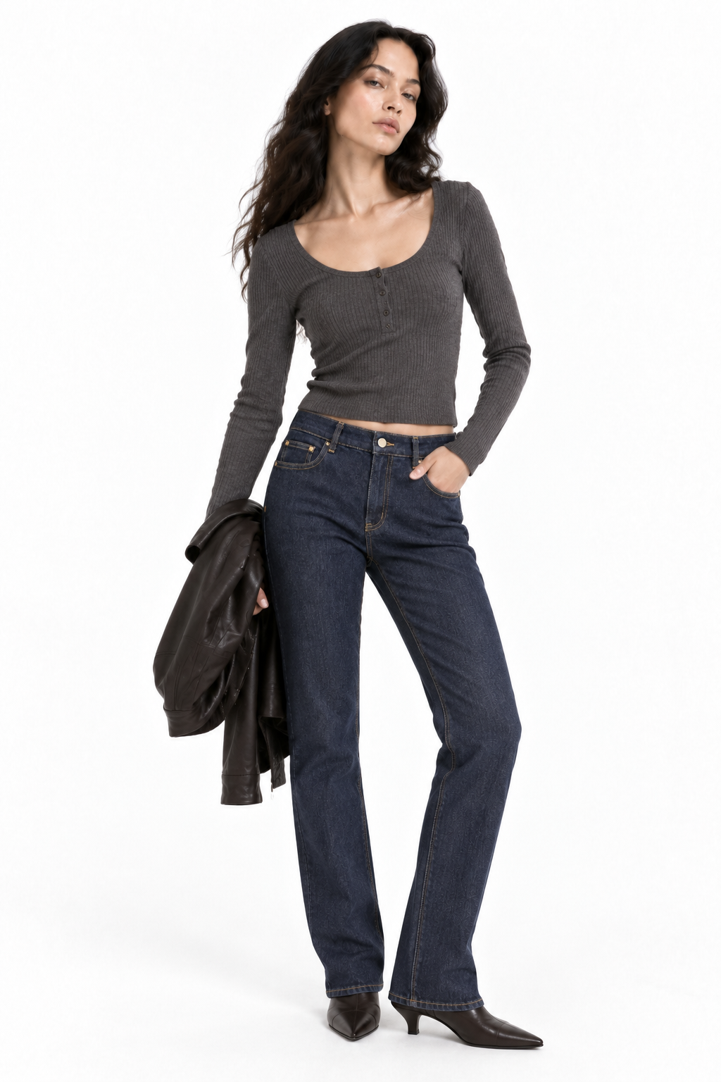 Jeans Straight Leg in Denim Blu Scuro