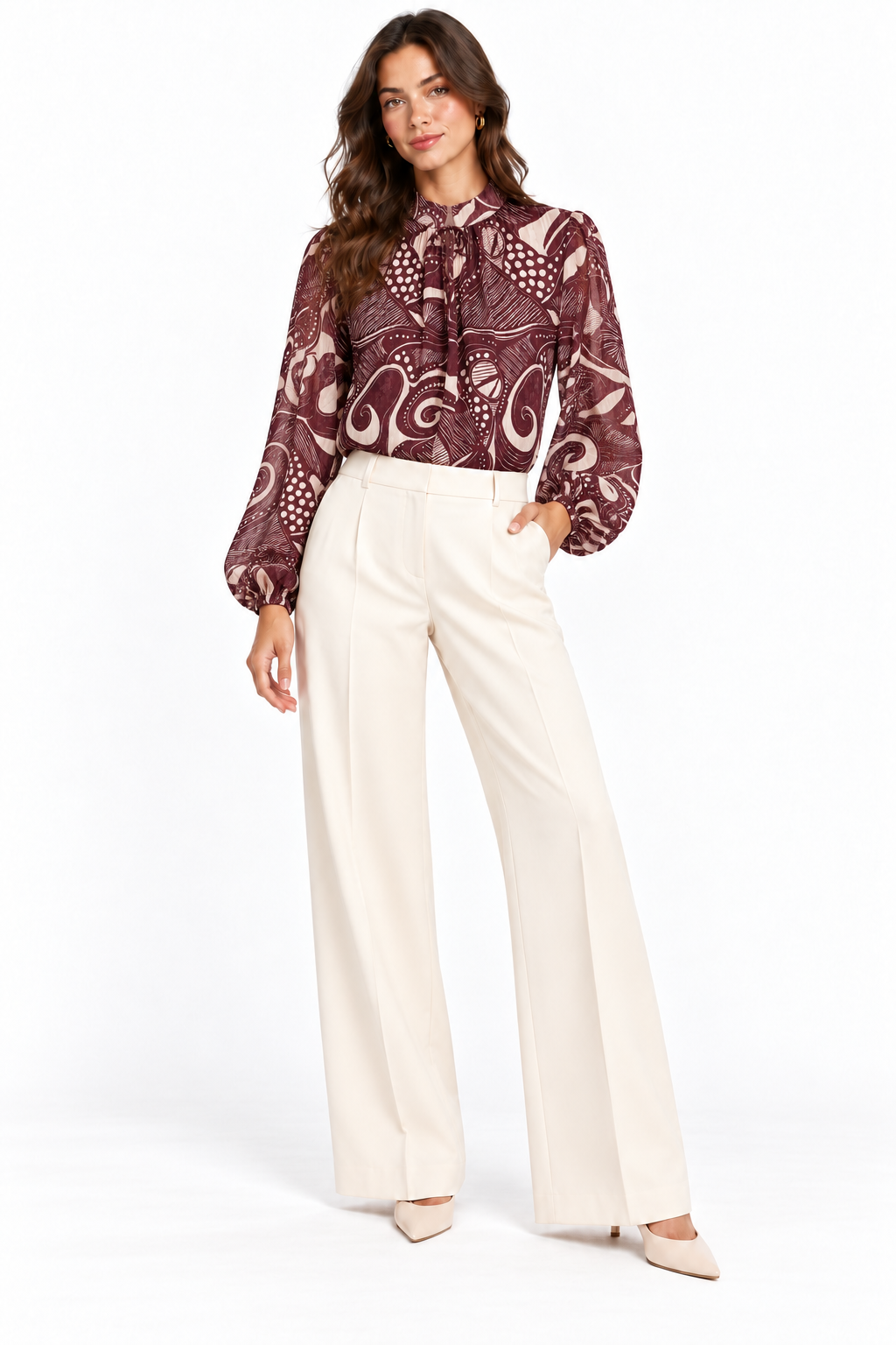 Blusa Elegante con Stampa Grafica Sfumata