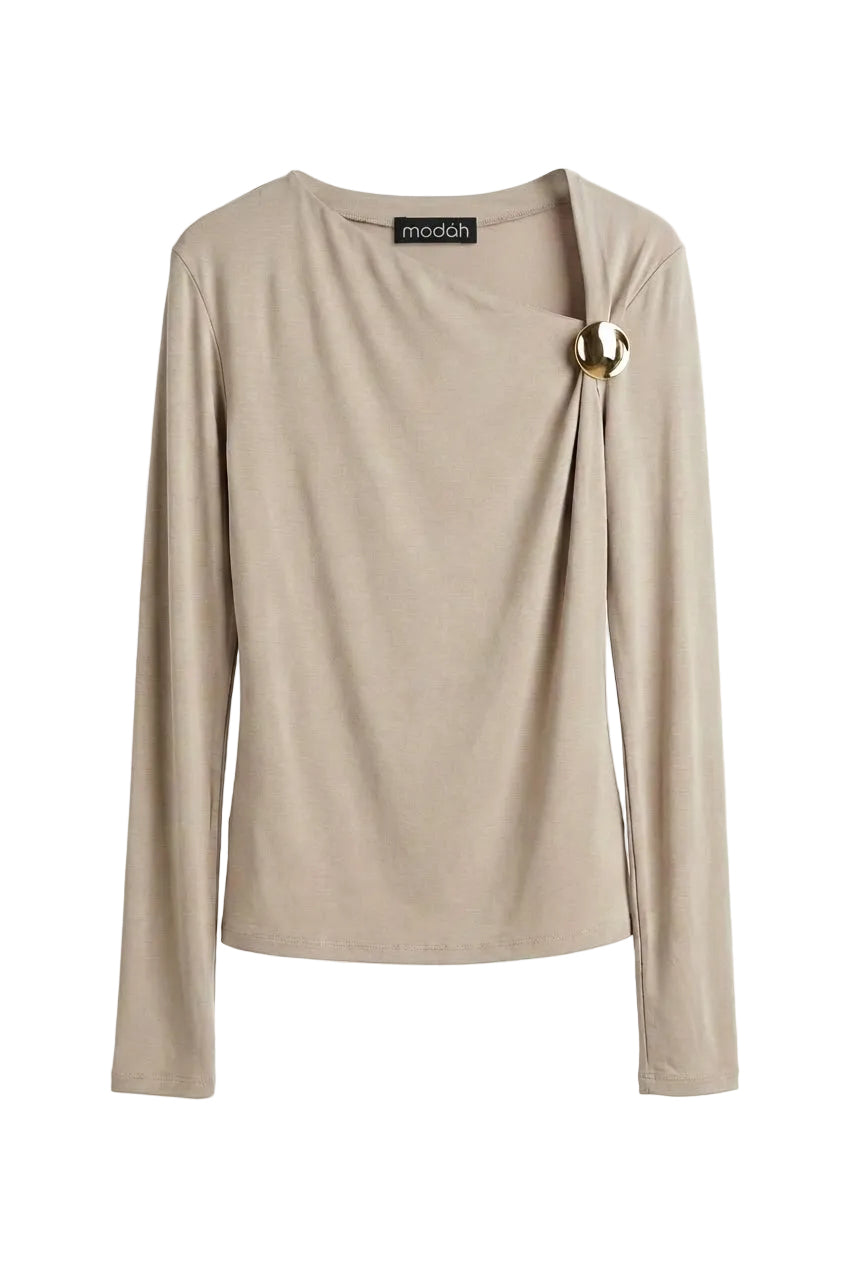 Maglia Assimetrica con Dettaglio Rimovibile