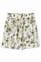 Shorts in Sangallo con Stampa Botanica e Coulisse