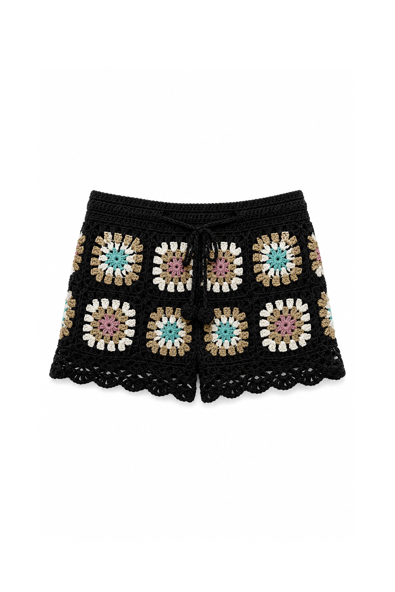 Shorts Crochet Multicolor Nero