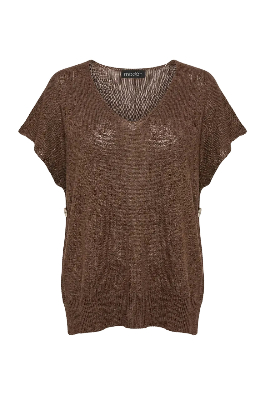 Top in Maglia Leggera con Scollo a V