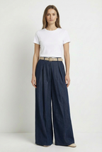 Jeans Larghi in Denim con Cintura
