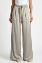 Pantaloni Wide Leg in Satin Fluido