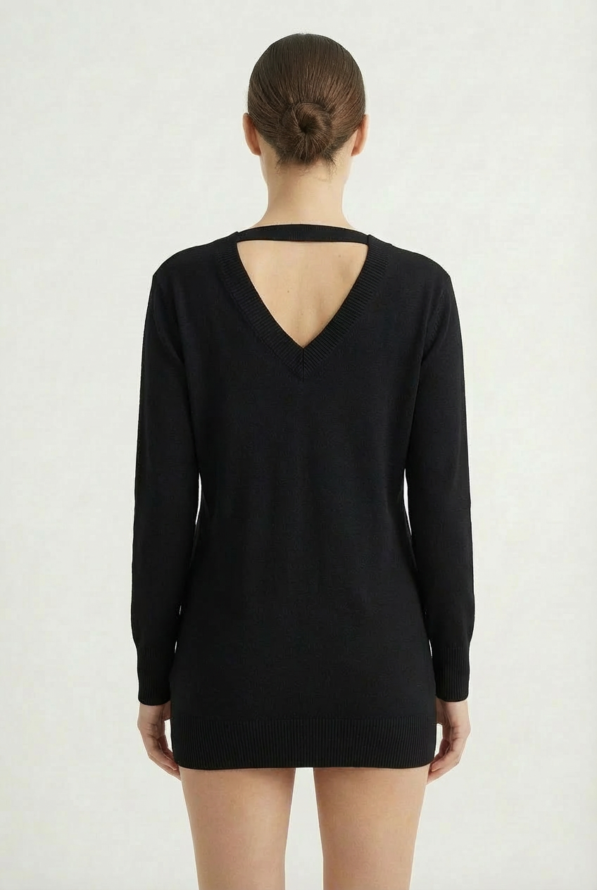 Maglione con scollatura a V sul retro