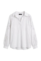 Blusa in Cotone con Inserto in Pizzo Sangallo