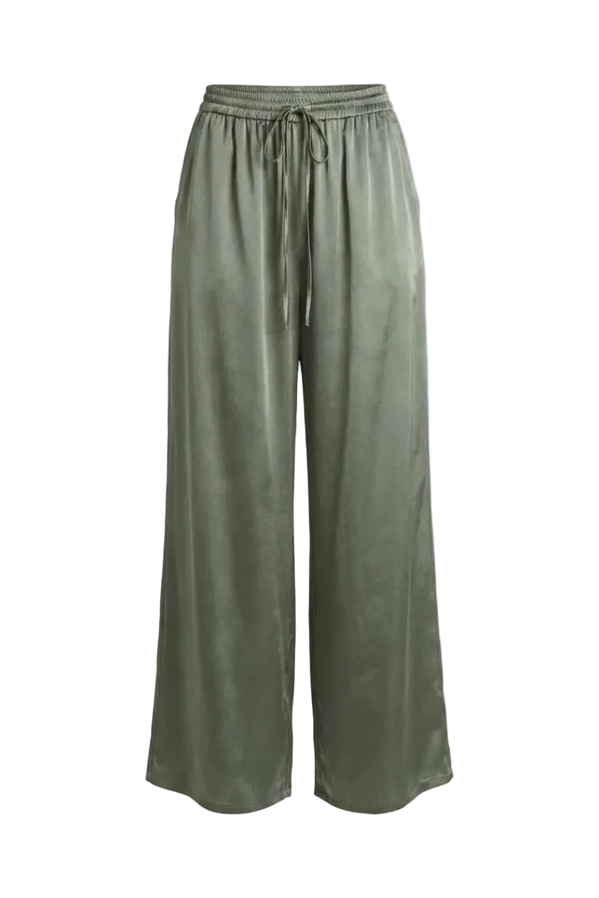 Pantaloni Wide Leg in Satin Fluido
