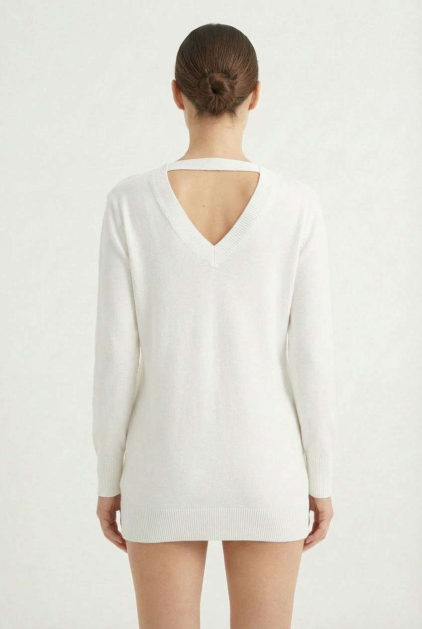 Maglione con scollatura a V sul retro