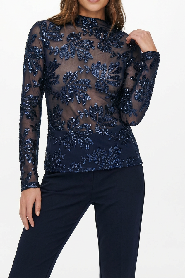 MAGLIA RICAMATA CON PAILLETTES
