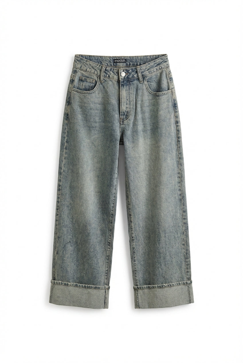 Jeans con Maxi risvolto