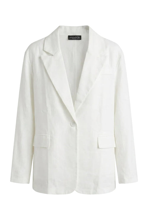 Blazer Monopetto in Misto Lino BIANCO