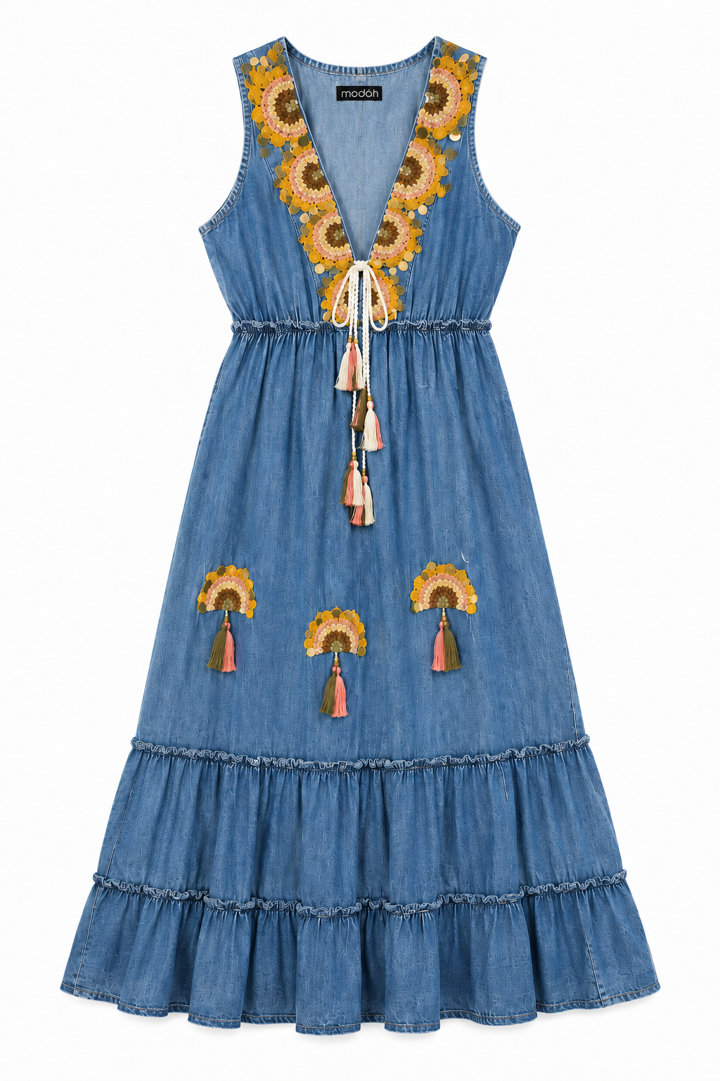Abito Maxi in Denim Boho-Chic