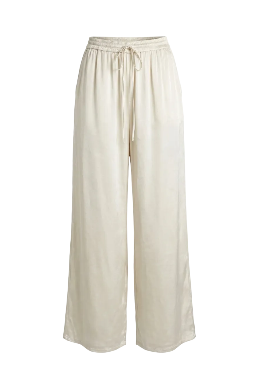 Pantaloni Wide Leg in Satin Fluido