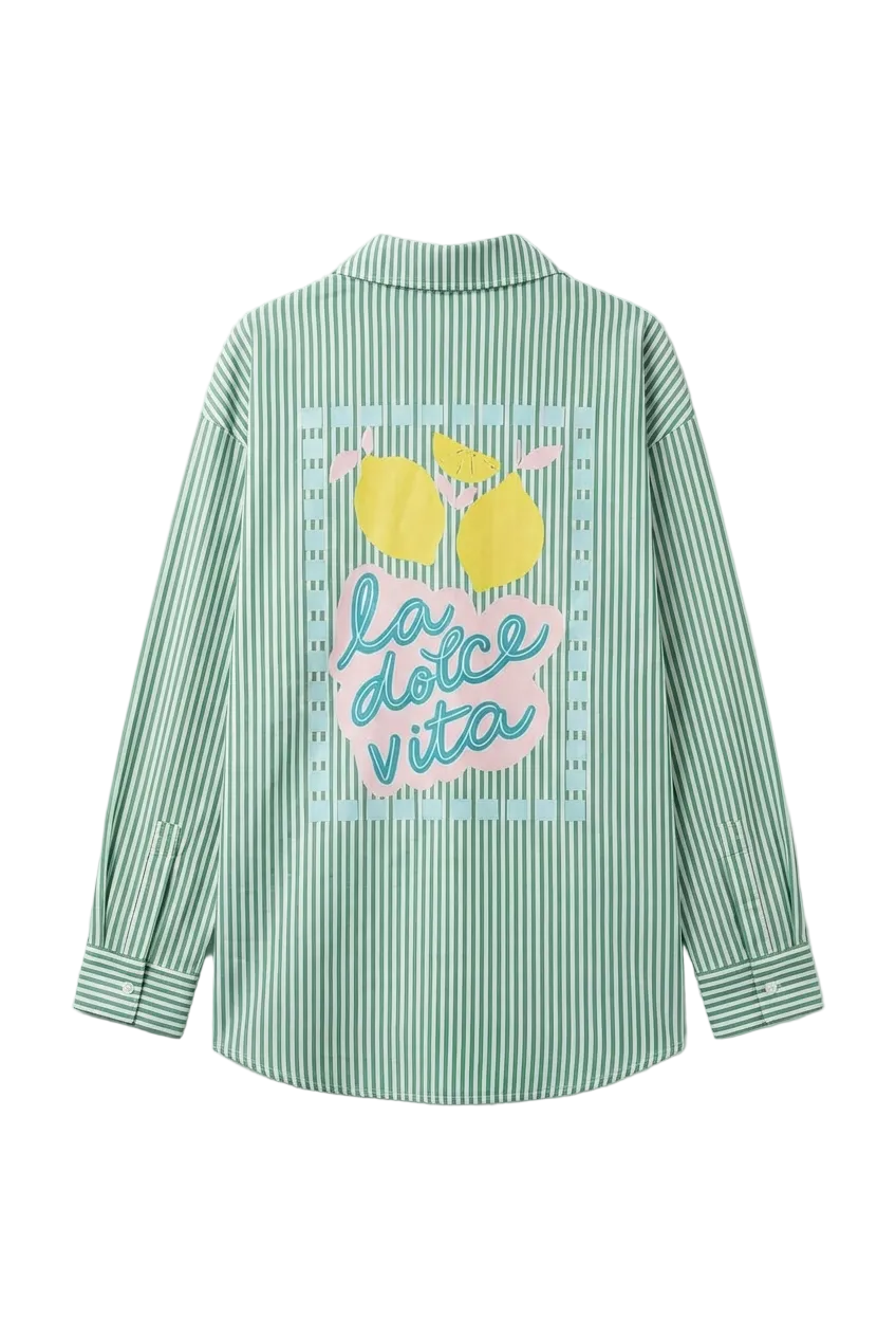 Camicia a Righe con Stampa