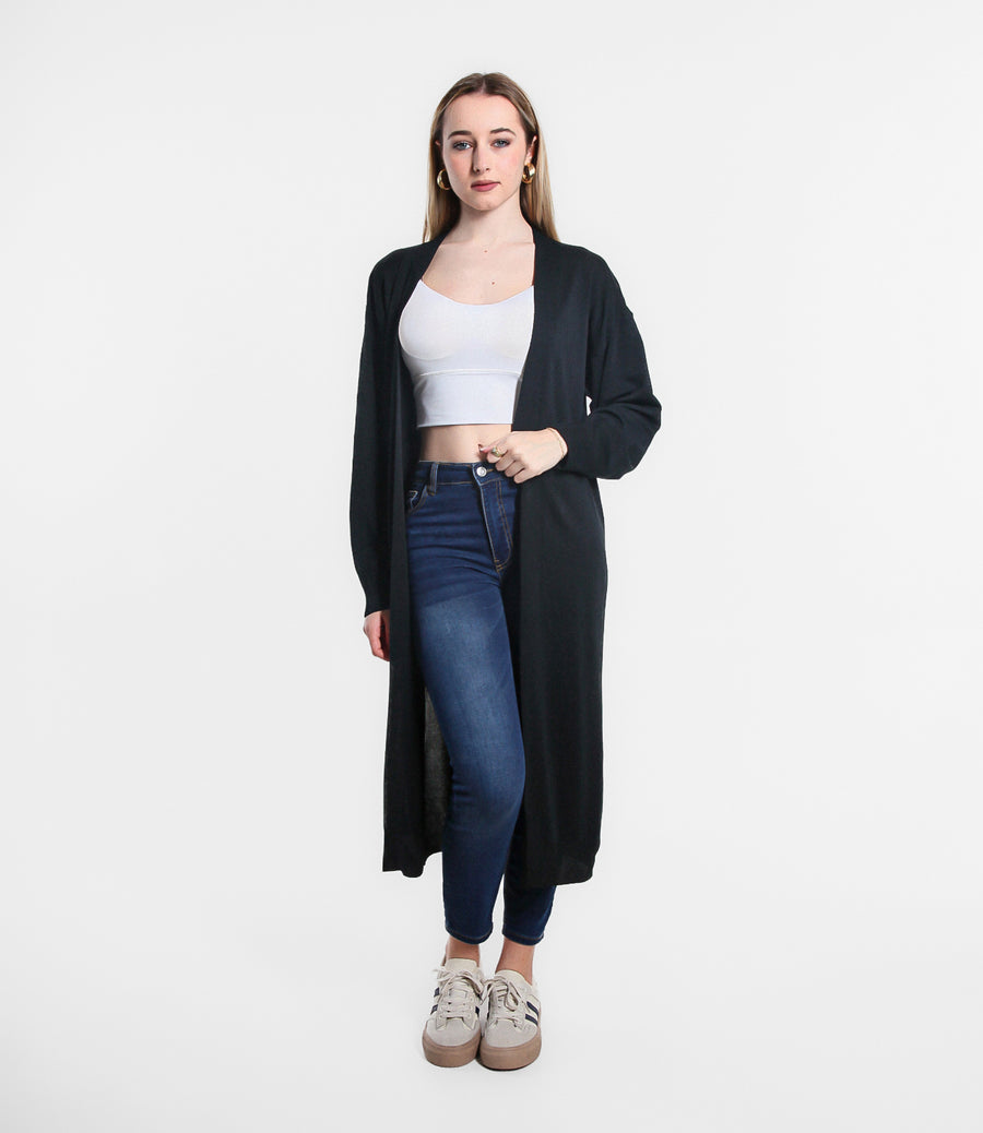 CARDIGAN LUNGO IN VISCOSA SM NERO