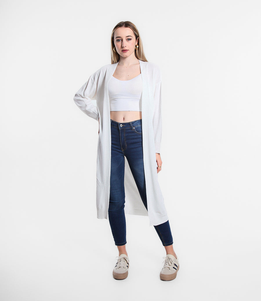 CARDIGAN LUNGO IN VISCOSA SM BIANCO