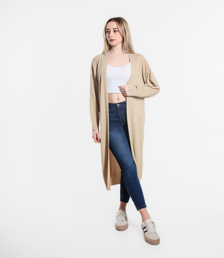 CARDIGAN LUNGO IN VISCOSA SM BEIGE