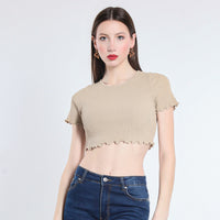 MAGLIA CROPPED VISCOSA SM BEIGE