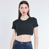 MAGLIA CROPPED VISCOSA SM NERO