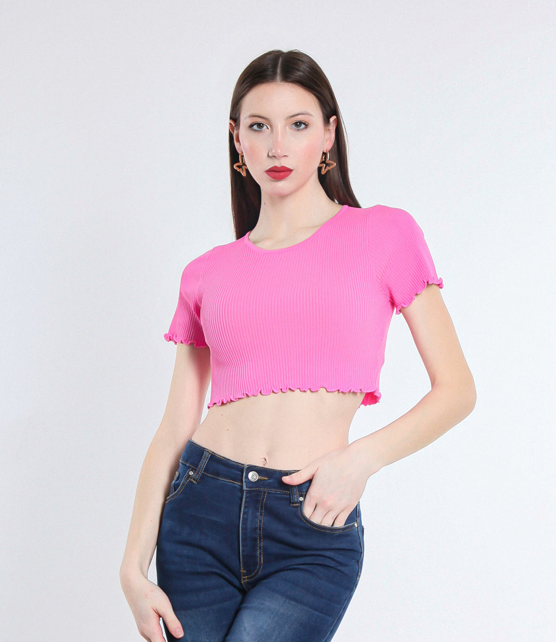 MAGLIA CROPPED VISCOSA SM ROSA