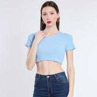 MAGLIA CROPPED VISCOSA SM CELESTE